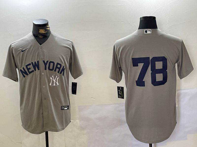 Men New York Yankees #78 No Name Grey Game 2024 Nike MLB Jersey style 4->new york yankees->MLB Jersey